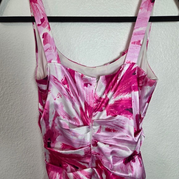 Satin Pink & White midi dress London Times Womens Size 4 - Picture 5 of 10